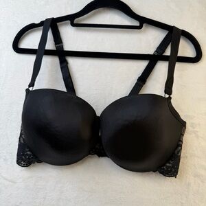 Cacique Black Lace Underwire Bra 38D Lightly Lined Full Coverage Everyday